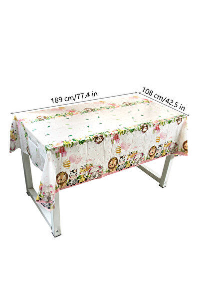 Choice4 قطعة واحدة من مفرش طاولة لحفلات سفاري الغابة، أدوات مائدة للاستخدام م...