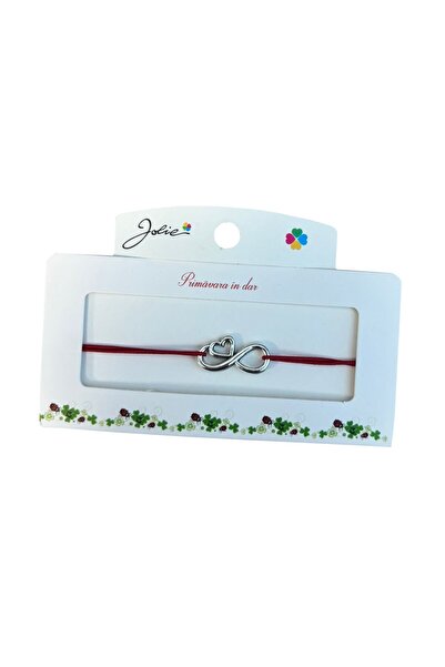 JOLIE Set of 5 Bracelet with Metallic Pendant, Jolie, Red Textile Cord, Adjus...