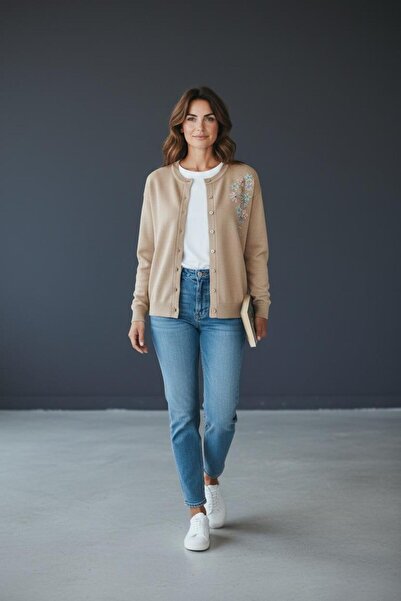 Novalüx nakış çiçekli hırka