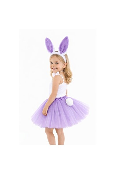 FREEDOM STOREE Set Costum Iepuraș Liliac Violet pentru Fată – 4 Piese cu Fust...