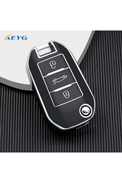 Choice3 A sliver Black TPU Car Flip Key Case Cover Shell For Peugeot C6 508 C...