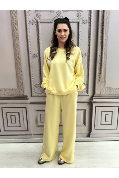 GLAMSI Blouse and pants set with sewn pearls