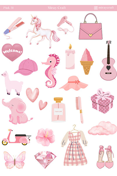 MirayDesign 1 foaie de autocolante cu tematică roz, 12*17 cm, pentru album de...