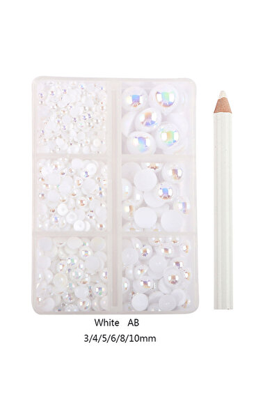Choice4 علبة واحدة من خرز اللؤلؤ نصف الدائري AB، 720 قطعة، أحجار الراين المسط...