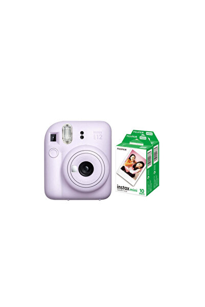 Instax كاميرا ميني 12 فيلم فوري، لون بنفسجي فاتح + عبوة من 20 فيلم
