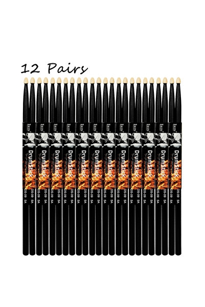 Choice12 12 Pair Black IRIN Drumstick Jazz Drum 5A Solid Wood Pair Drum Stick...