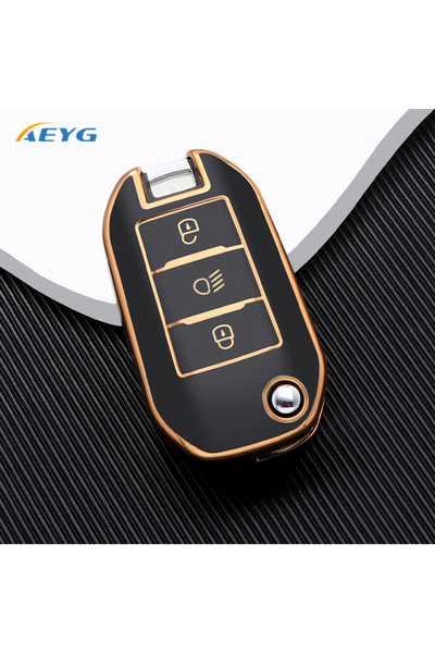 choice2 B Gold Black TPU Car Flip Key Case Cover Shell For Peugeot C6 508 C5 ...