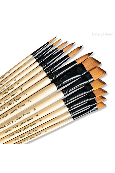 Choice6 مجموعة فرش رسم خشبية دائرية وزاوية للفنانين، مكونة من 12 فرشاة دائرية...