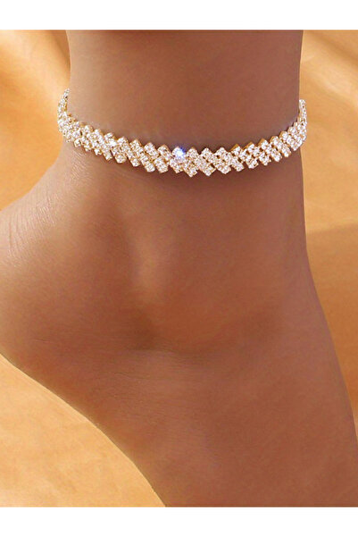Take Two By Styli Women Gold Rhinestone Anklet