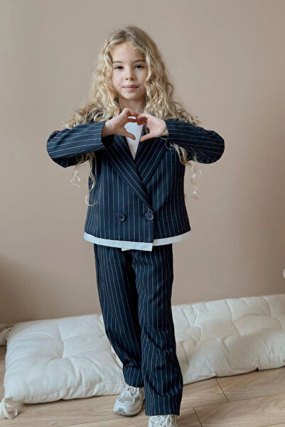 Kidmark Çocuk Modası Girl's Striped Suit