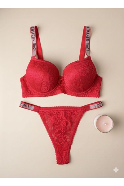 SATTENS Stone-Embellished Supportive Bra Set B Cup Push-Up Love Secret