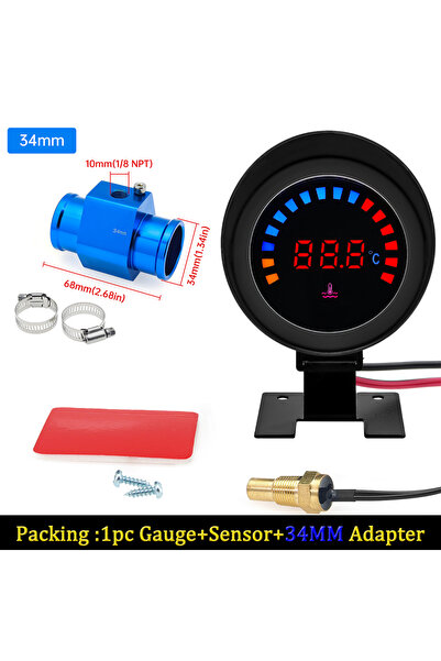 Choice10 مقياس حرارة الماء الرقمي LCD بقطر 52 مم مع محول أزرق 34 مم، يعمل بجه...