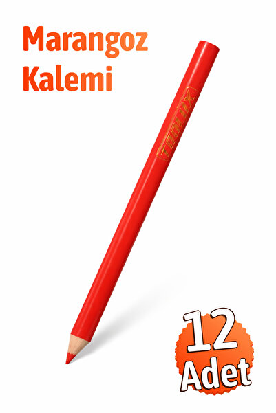 Badem10 (12 Adet) Kırmızı Marangoz Kurşun Kalem İnşaat Hobi Atölye Fayans İşa...