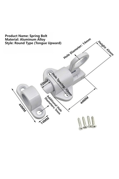Choice مزلاج باب أوتوماتيكي بنابض من سبائك الألومنيوم الأبيض - حلقة سحب أمان ...