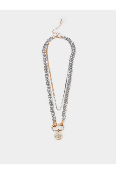 Styli Layered Chain Necklace with Evil Eye Pendant