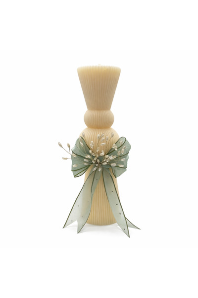 Dany Kids Fashion Lumanare clepsidra culoare crem ornata cu funda verde