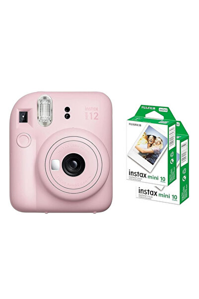 Instax كاميرا ميني 12 فيلم فوري بلون وردي فاتح + عبوة من 20 فيلم