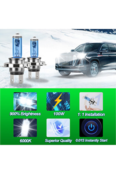 Choice 6000 K Socket H4 2Pcs Xenon H1 H4 H7 H11 Lamps 50000LM Super Bright Ha...