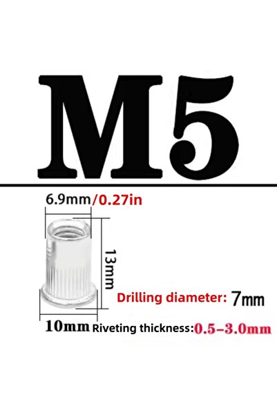 choice2 20 قطعة من صواميل برشام من سبائك الألومنيوم M5، صواميل برشام مسطحة ال...