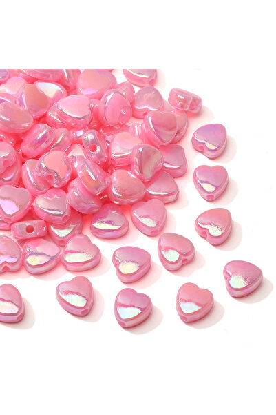 Choice5 8x9mm 100pcs Pink 100Pcs 8×9mm Acrylic Iridescent Heart Beads Loose S...