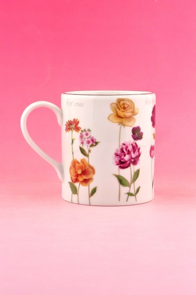 Bursa Porselen Dekor Beautiful Flowers Gold Gilded Porcelain Mug