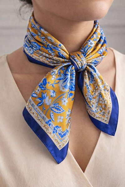 MAESTRO WOMAN Kadın Turuncu Desenli İpek Fular 70x70