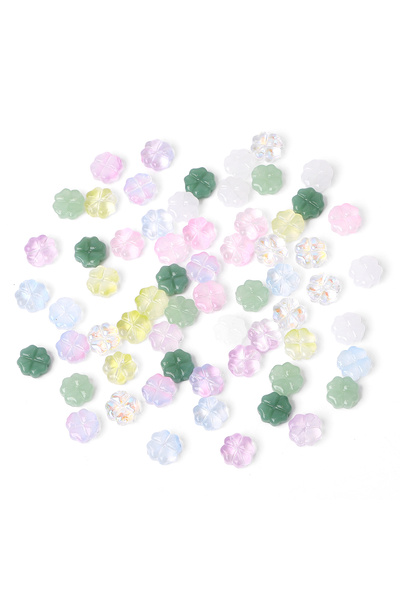 Choice5 10mm 20pcs style7 About20Pcs Glass Four Leaf Flower Beads Scattered B...