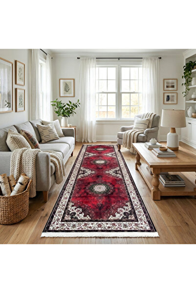 OEM Non-slip hallway runner, 80x300 cm, classic oriental red pattern