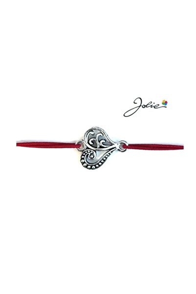 Flippy Βραχιόλι με Μεταλλικό Μενταγιόν, Jolie, Κόκκινο Υφασμάτινο Κορδόνι, Κο...