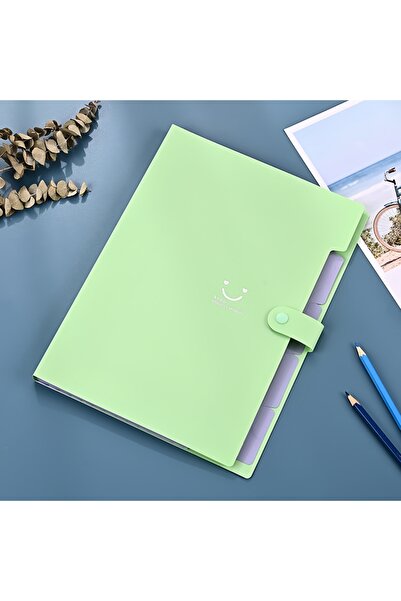 Choice7 light green A4 Multi-Layer Folder File Bag Candy Color Five Grid Orga...