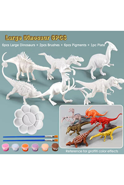 choice2 style A 6PCS 6/8PCS Unpainted DIY Dinosaur Painting Kit, Blank Model ...