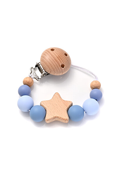 Choice4 سلسلة لهاية أطفال جديدة، لون 2، مشابك سلسلة، خشب، نجمة خماسية، عضاضة،...