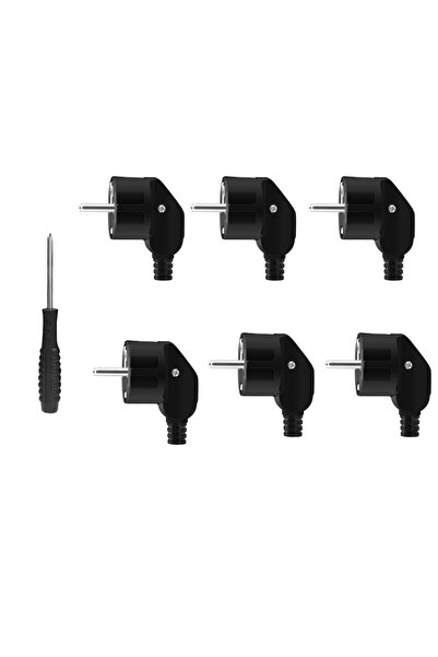 Choice6 250 فولت، قابس أوروبي واحد، 6 قطع، أسود، 3 قطع، قابس أوروبي ذكر 4.8 م...