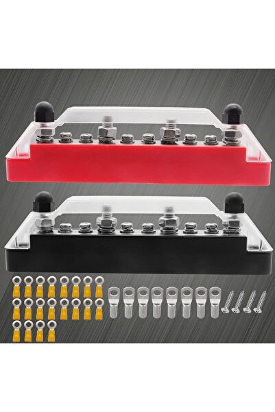 Choice1 طقم قطعتين من قضبان التوزيع الكهربائية M6 12V ذات طرف توصيل أسود، مسم...