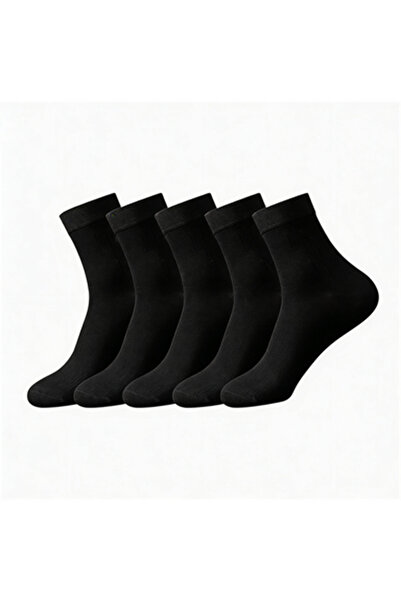 gen Men Black Crew Socks 5 Pairs Breathable Sweat Absorbent Casual Polyester