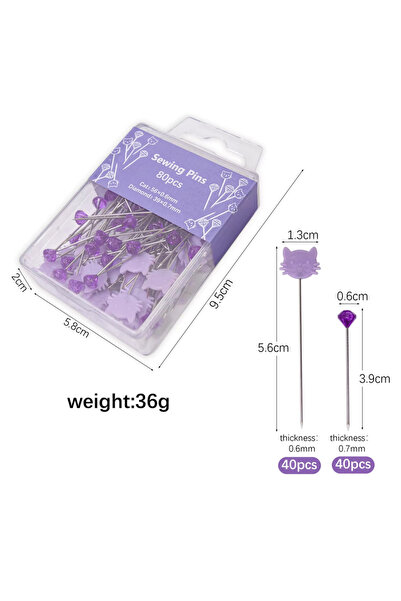 Choice3 1 80 قطعة من دبابيس الخياطة متعددة الألوان على شكل قطة برأس ماسي لتثب...