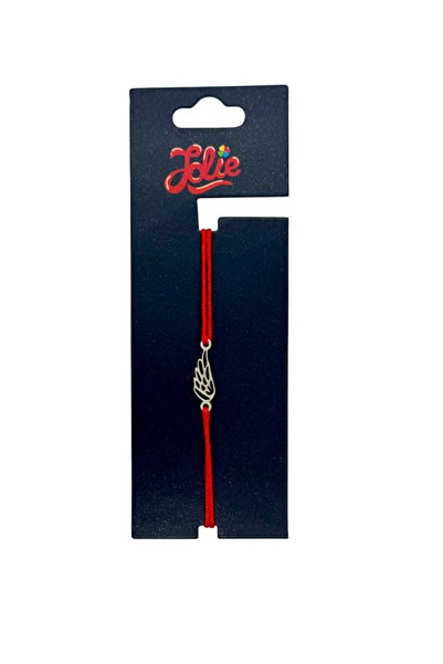 OEM Brățară din inox argintiu cu șnur roșu pentru copii, model Aripă, reglabilă