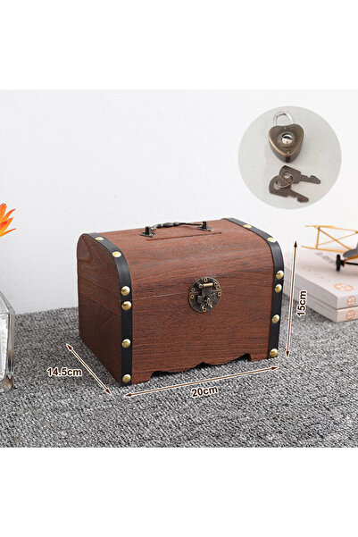 Choice5 A6 1 Set Vintage Wooden Treasure Chest Set with Lk - Storage Box Pigg...