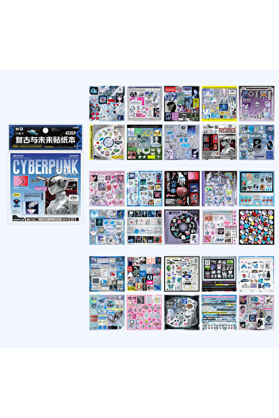 Choice3 B Cyberpunk Theme Die-Cut Stickers Book 30/60 Sheets for DIY Decorati...