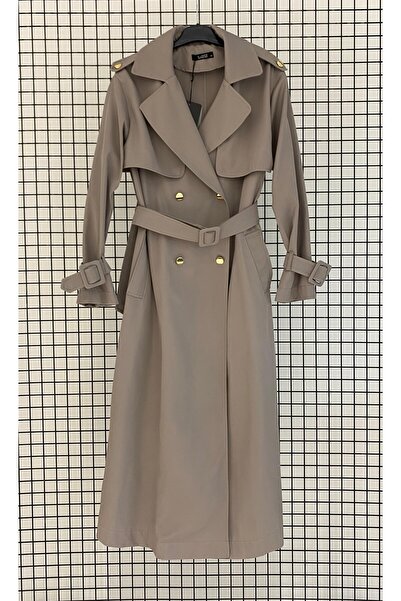 Armine Trendy New Season Summer Trench Coat with Chest, Back and Sleeve Details