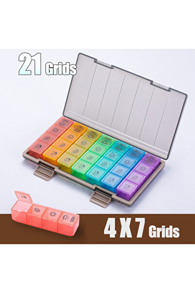 Choice7 علبة حبوب محمولة سعة 21 غرام، تكفي لسبعة أيام، بتصميم ملون قابل للتكد...