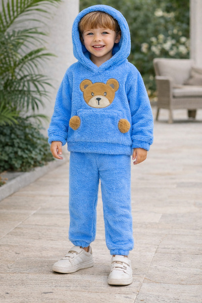 Bebelul Welsoft fluffy sweatshirt and pants set - Blue