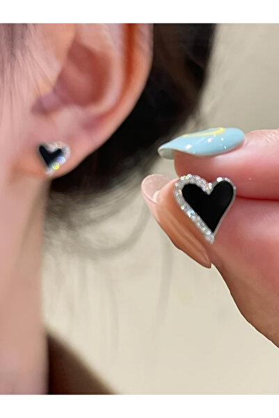 Take Two By Styli Heart Rhinestone Stud Earrings