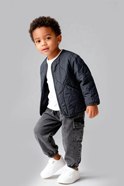 Kidmark Çocuk Modası Boy's 3-Piece Set with Smoked Bomber Jacket