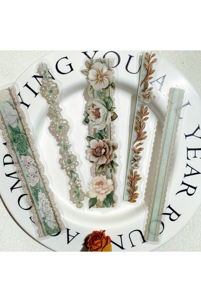 choice2 F Journamm 15 قطعة ملصقات شريط دانتيل زهور PET DIY Hand Account Colag...