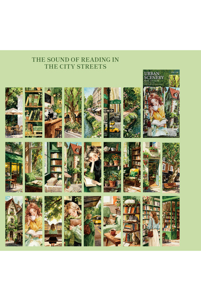 Choice3 4 ملصقات من مادة PET بتصميم شخصيات المناظر الطبيعية الحضرية، 25 ورقة/...