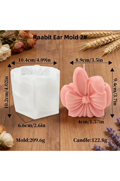 Choice3 Rabbit Ear Mold 2 Easter Rabbit Ear Candle Silicone Mold 3D Bunny Bow...