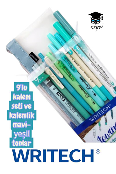 SEYFİKİRTASİYE writech 9'lu kalem seti tükenmez kalem seti jel kalem fosforlu...