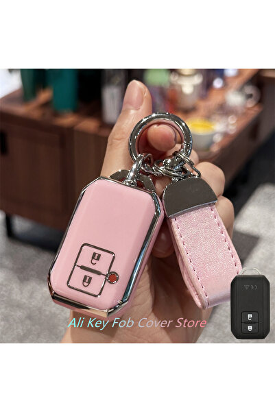 Choice8 غطاء مفتاح وردي اللون مع سلسلة مفاتيح ، مناسب لسيارات سوزوكي، بما في ...