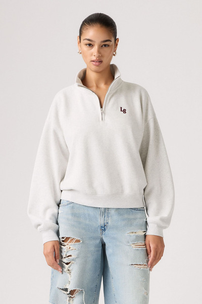 Levi's Kadın Graphic Vintage Boxy 1/4 Zip Gri Sweatshirt